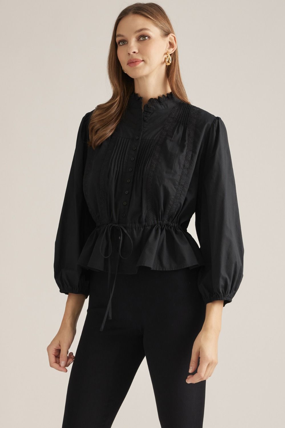 Entro | Pauline Pintuck Top - Black | Sweetest Stitch Boutique Richmond