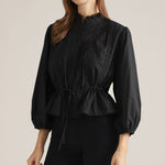 Entro | Pauline Pintuck Top - Black | Sweetest Stitch Boutique Richmond