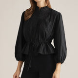 Entro | Pauline Pintuck Top - Black | Sweetest Stitch Boutique Richmond
