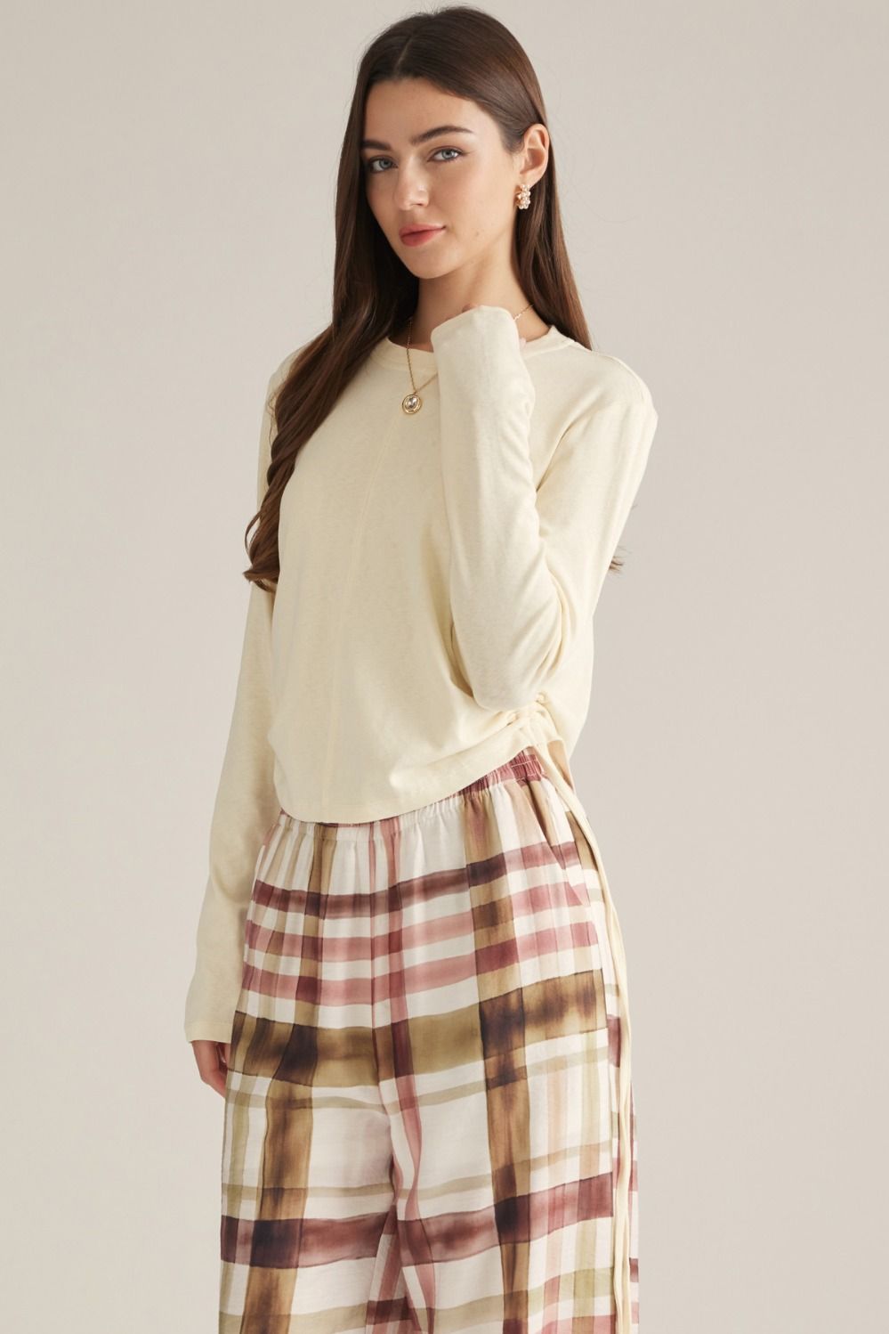 Entro | Courtney Long Sleeve Ruched Tee | Sweetest Stitch Boutique