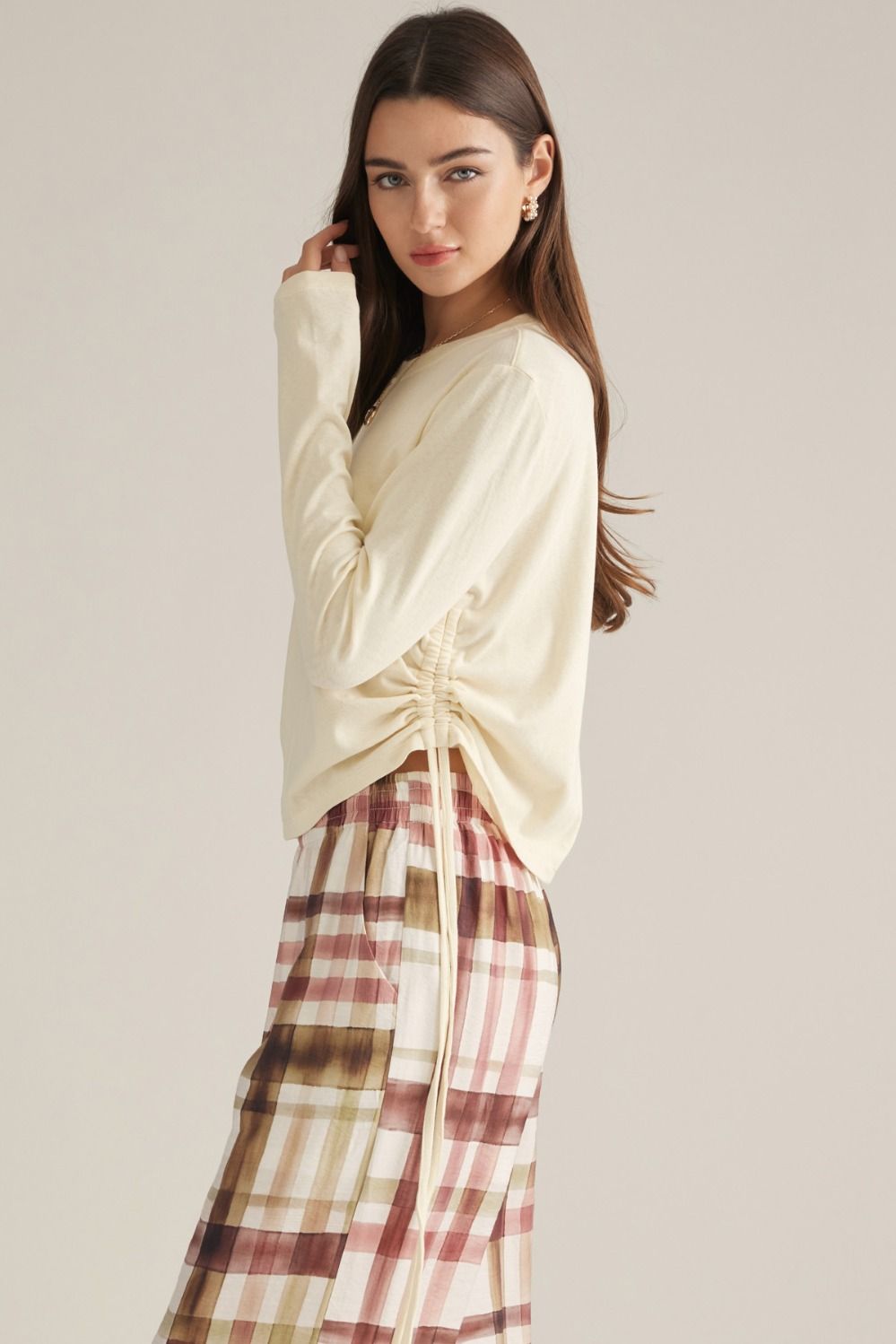 Entro | Courtney Long Sleeve Ruched Tee | Sweetest Stitch Boutique