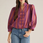 Entro | Carrie Striped Top Plum | Sweetest Stitch Boutique Richmond