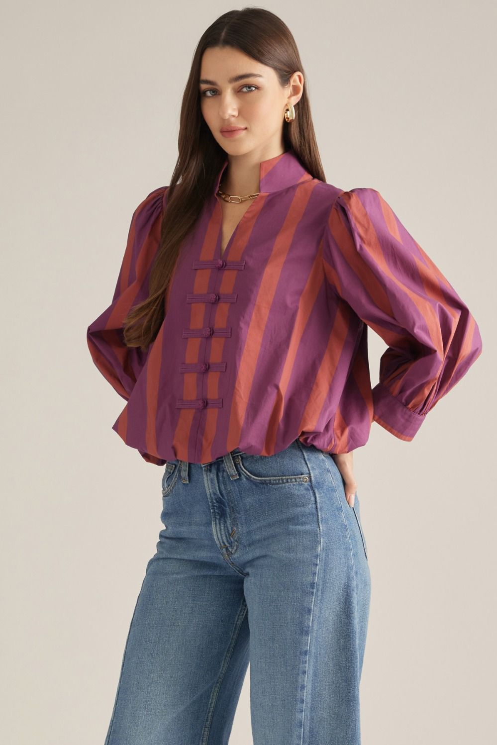 Entro | Carrie Striped Top Plum | Sweetest Stitch Boutique Richmond