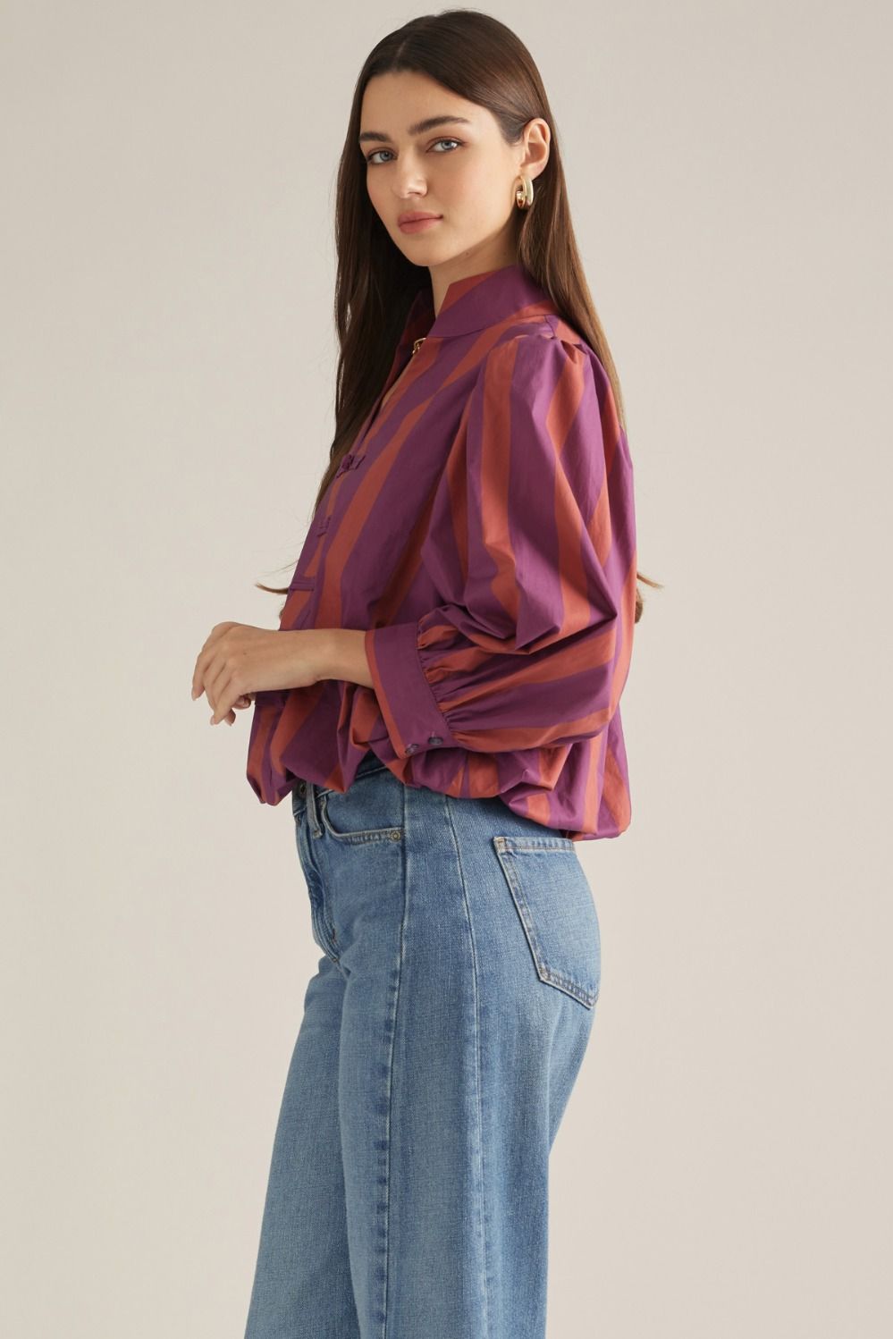 Entro | Carrie Striped Top Plum | Sweetest Stitch Boutique Richmond