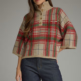 Entro | Blake Plaid Sweater Taupe | Sweetest Stitch Boutique Richmond