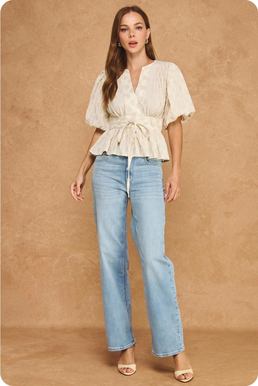Strut & Bolt | Tracie Puff Sleeve Peplum Top | Sweetest Stitch Boutique