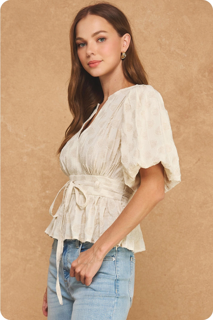 Strut & Bolt | Tracie Puff Sleeve Peplum Top | Sweetest Stitch Boutique