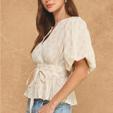 Strut & Bolt | Tracie Puff Sleeve Peplum Top | Sweetest Stitch Boutique