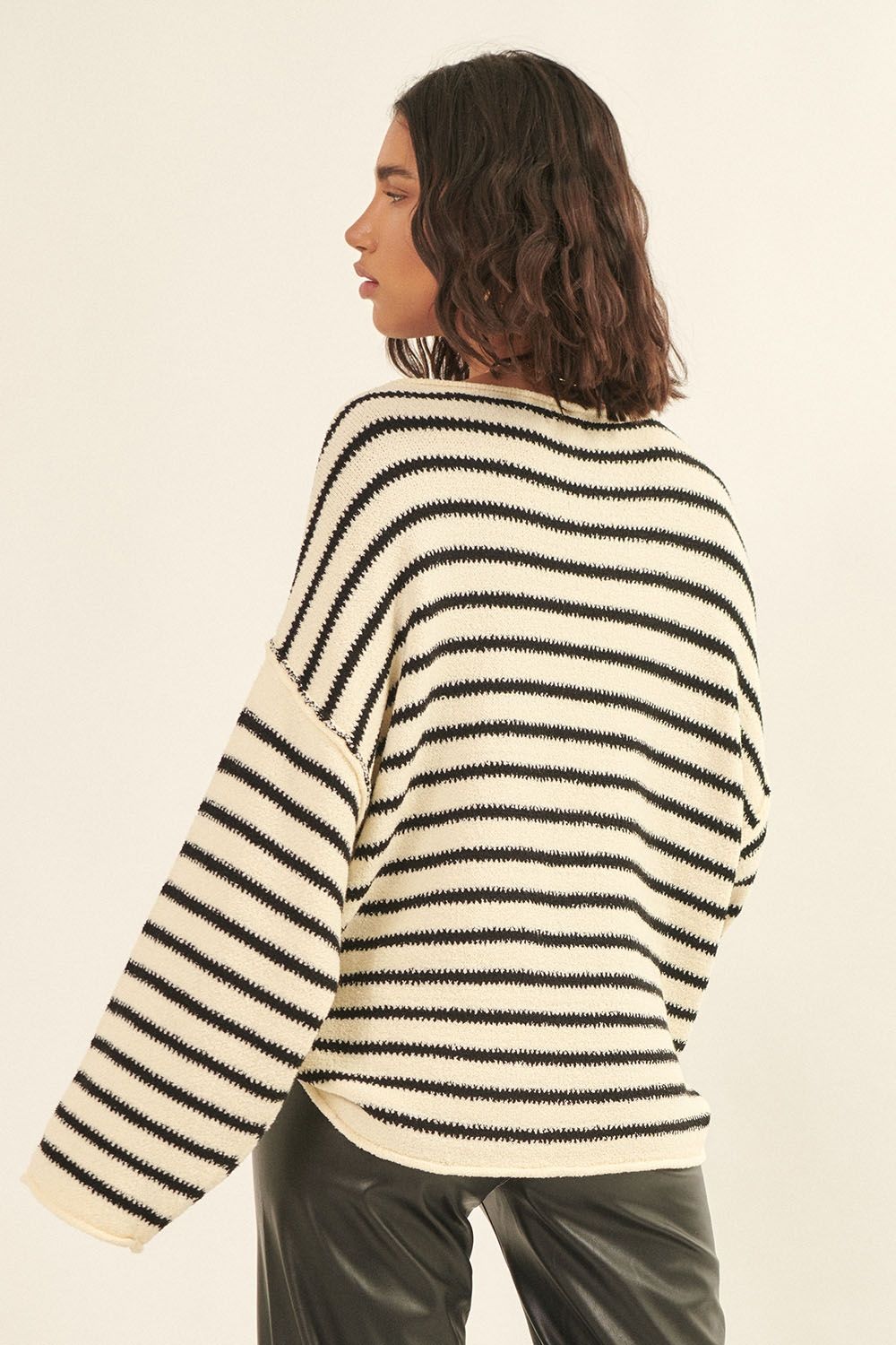 Promesa | Oversized Black Striped Sweater | Sweetest Stitch Online