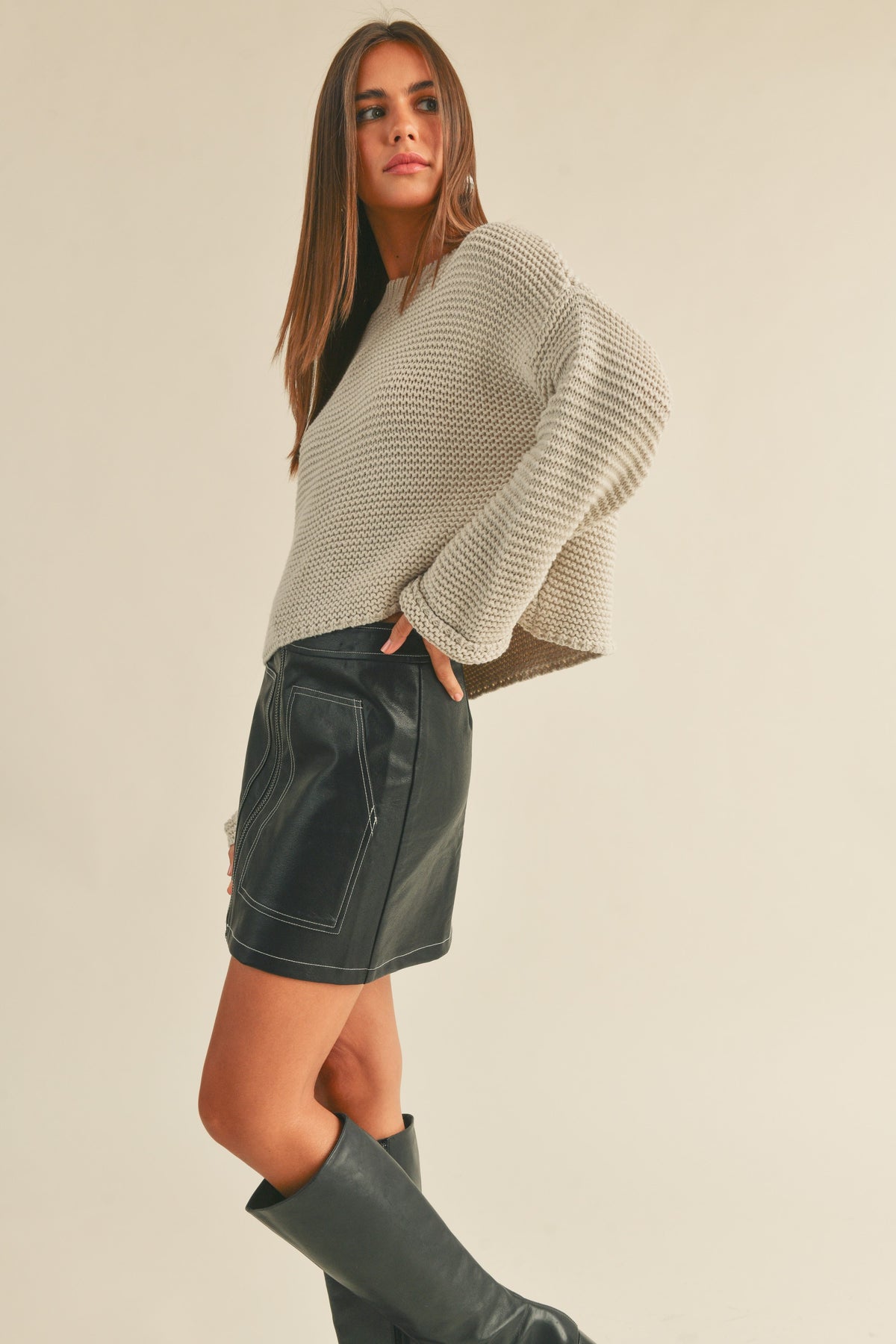 Miou Muse | Oatmeal Crew Sweater | Sweetest Stitch Boutique