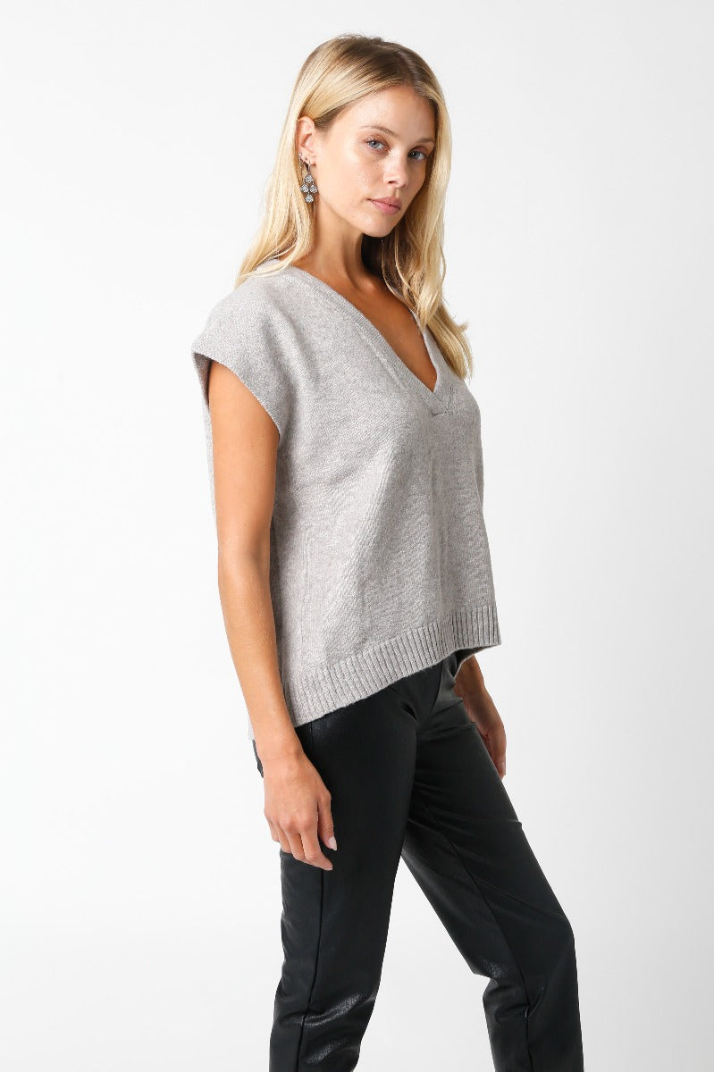 Olivaceous | V-Neck Relaxed Fit Knit Top | Sweetest Stitch Online