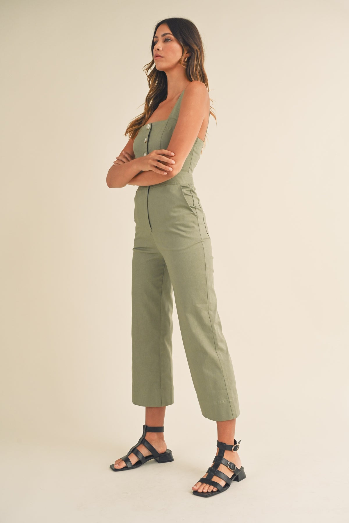 Mable | Square Neckline Cropped Jumpsuit | Sweetest Stitch Online