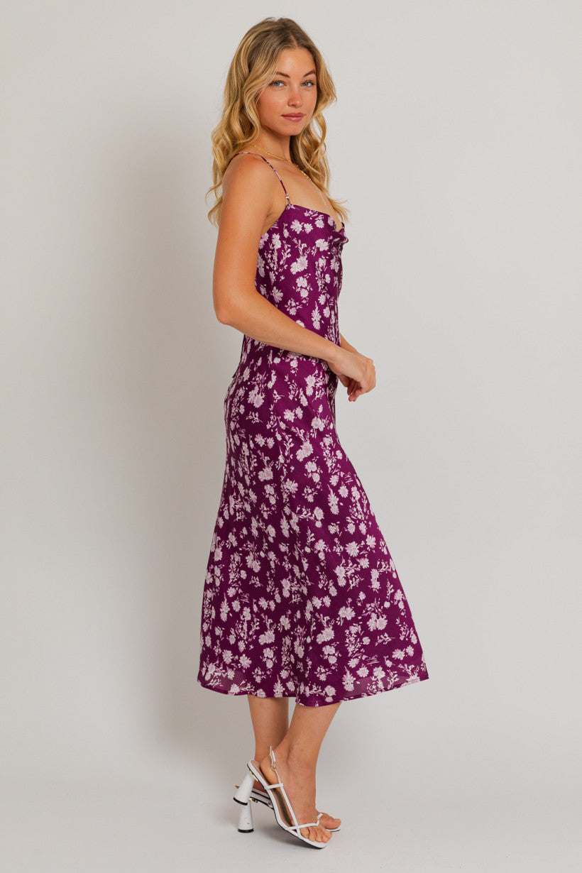Le Lis | Purple Floral Midi Dress | Sweetest Stitch Online Boutique