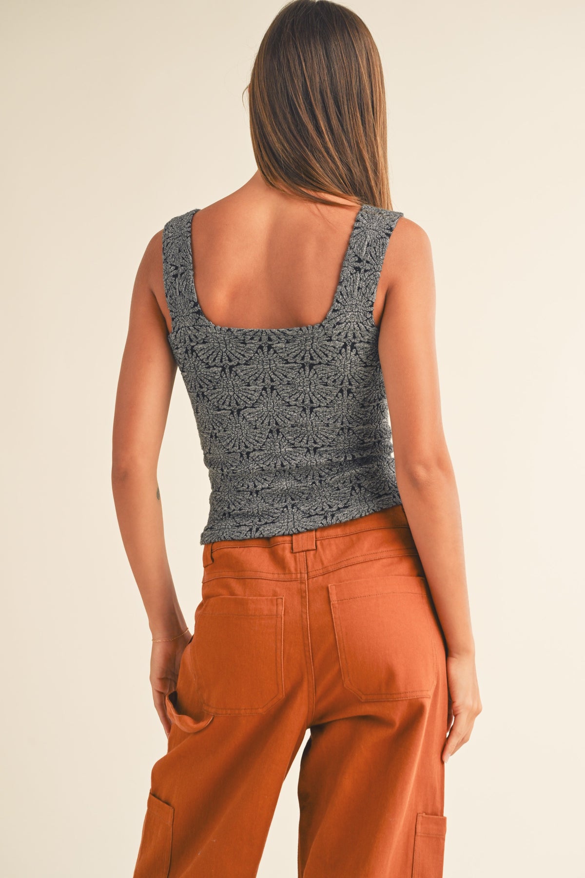 Miou Muse | Textured Knit Tank Top Black | Sweetest Stitch Women