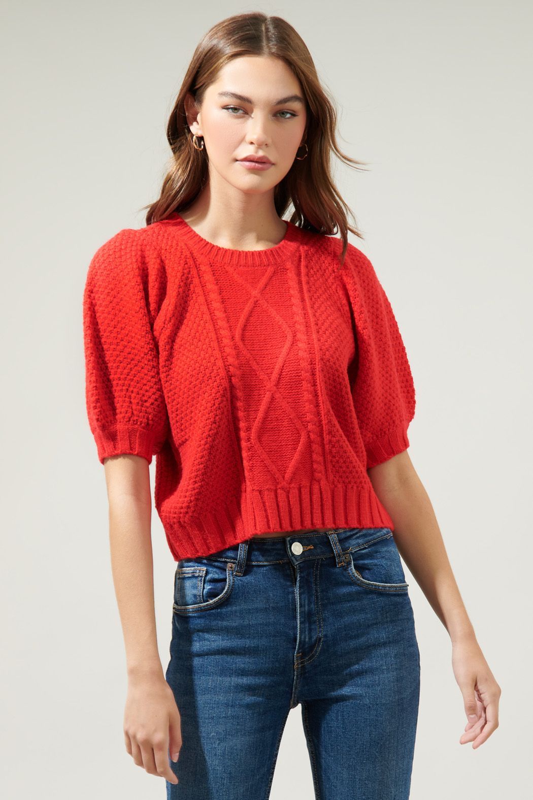 Sugar Lips | Red Cable Knit Top | Sweetest Stitch Online Boutique
