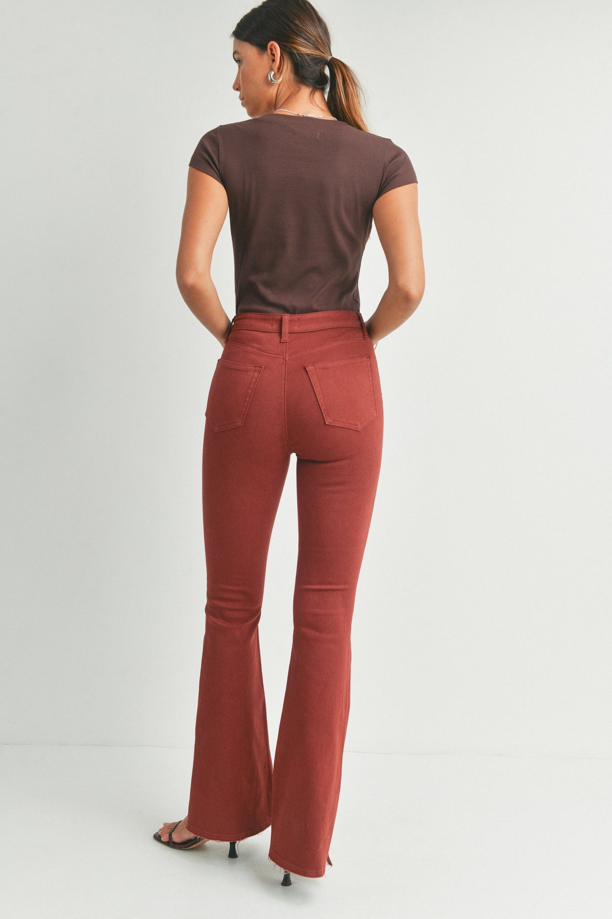 Just Black Denim | Red Flare Jeans for Women | Sweetest Stitch