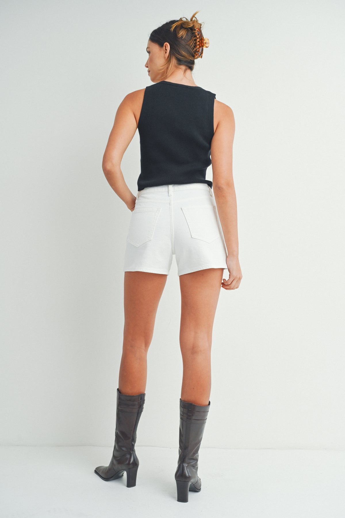 Just Black Denim | White Button Denim Shorts | Sweetest Stitch RVA