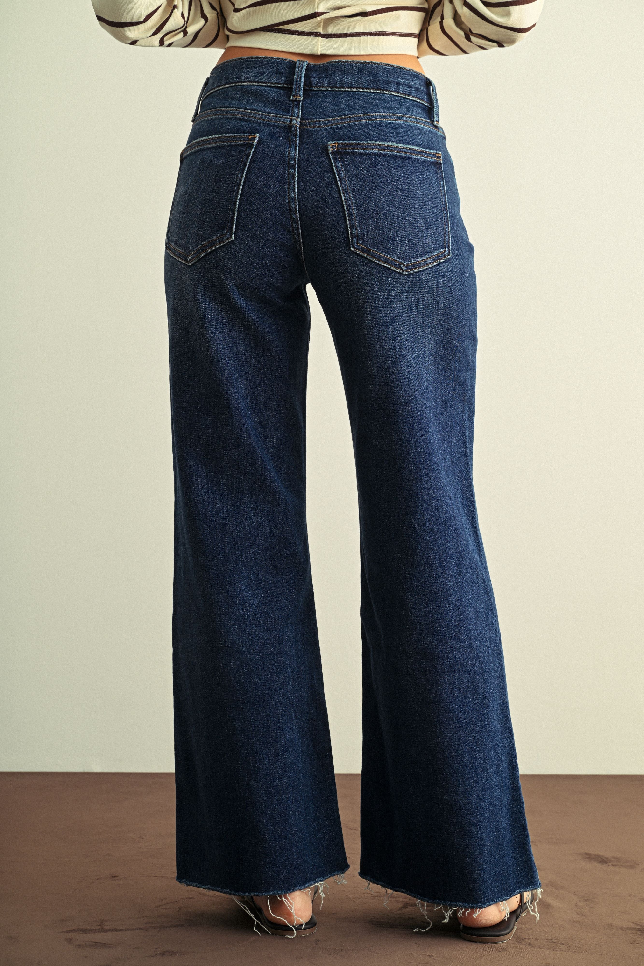 Just Black Denim | Giselle Wide Leg Jeans - Dark | Sweetest Stitch