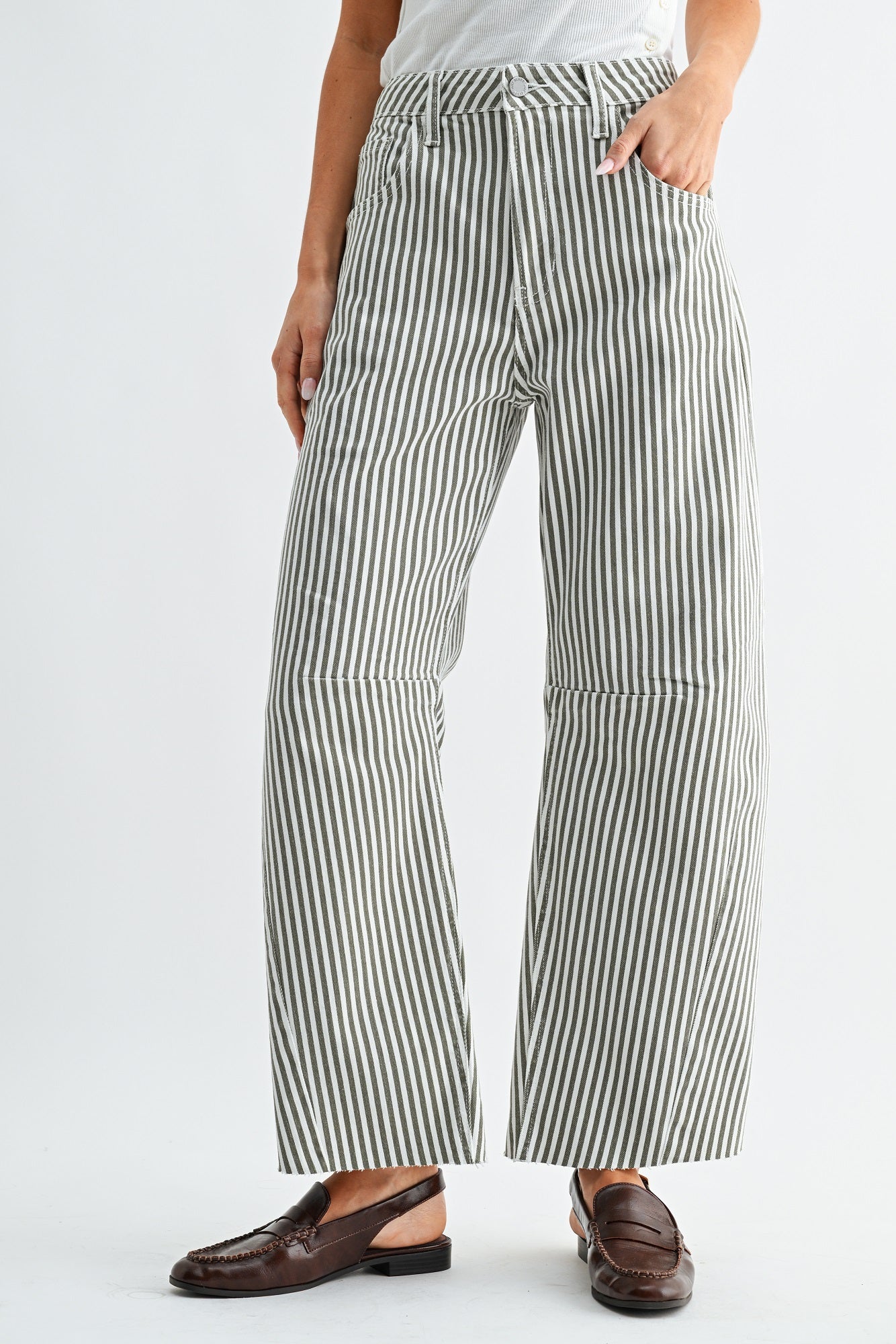 Just Black Denim | Billie Striped Barrel Jeans | Sweetest Stitch RVA