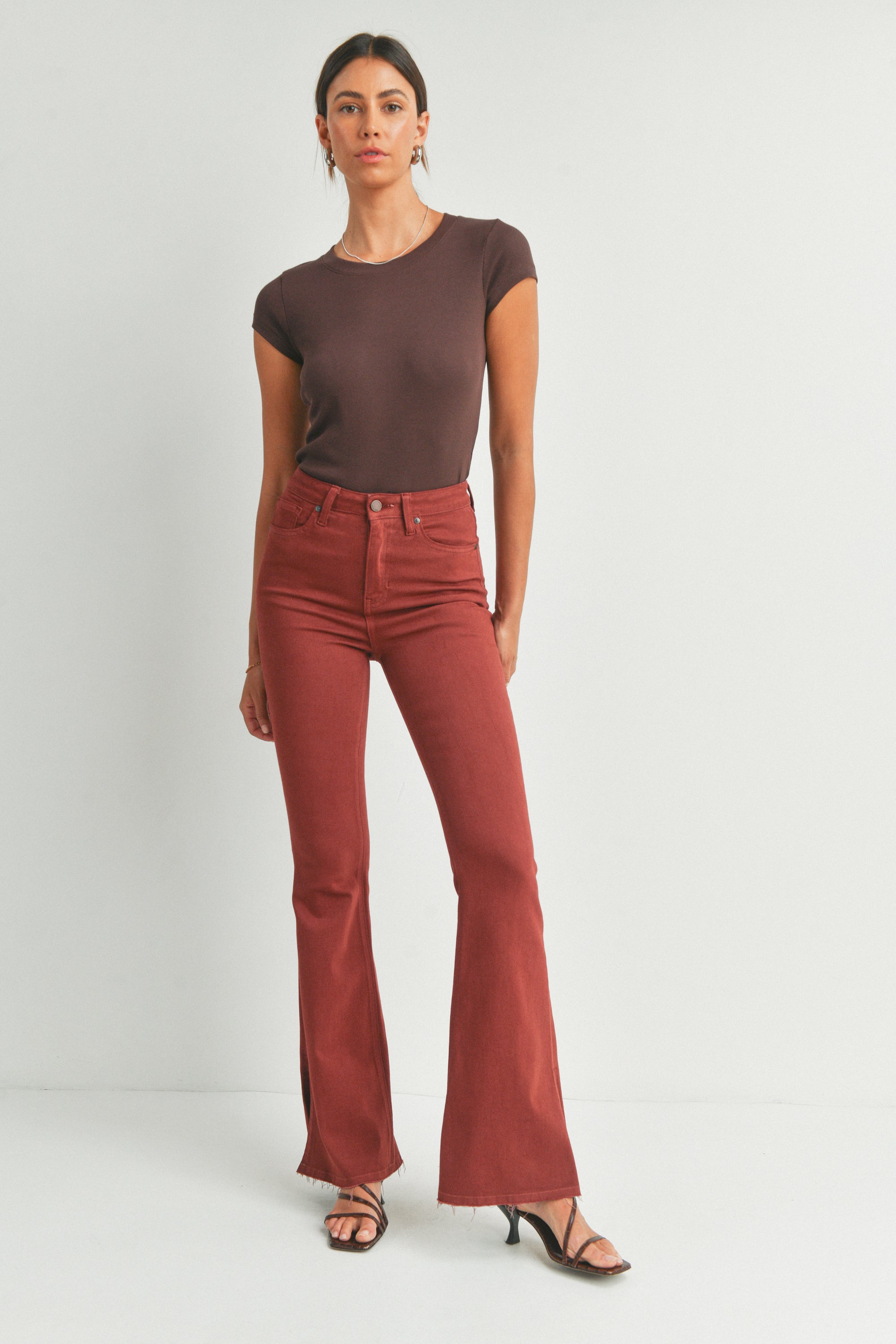 Just Black Denim | Red Flare Jeans for Women | Sweetest Stitch