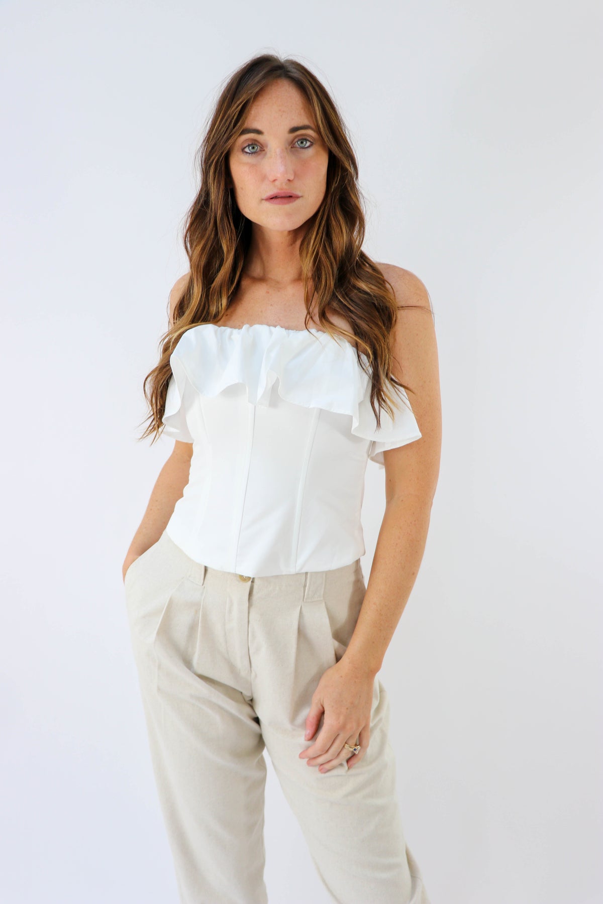 White Ruffle Tube Top | Sweetest Stitch Online Boutique for Women