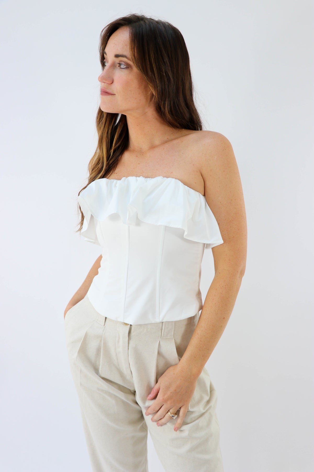 White Ruffle Tube Top | Sweetest Stitch Online Boutique for Women